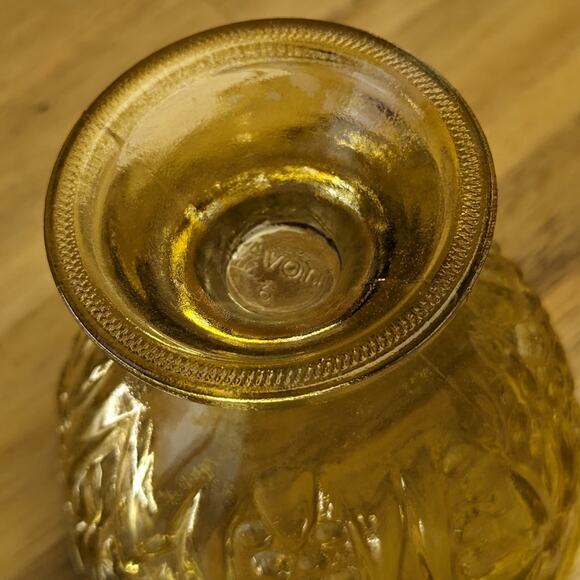 Vtg Avon 60s Glass Candy Trinket Dish Footed Floral Molded Glass Yellow Citron - Picture 15 of 16